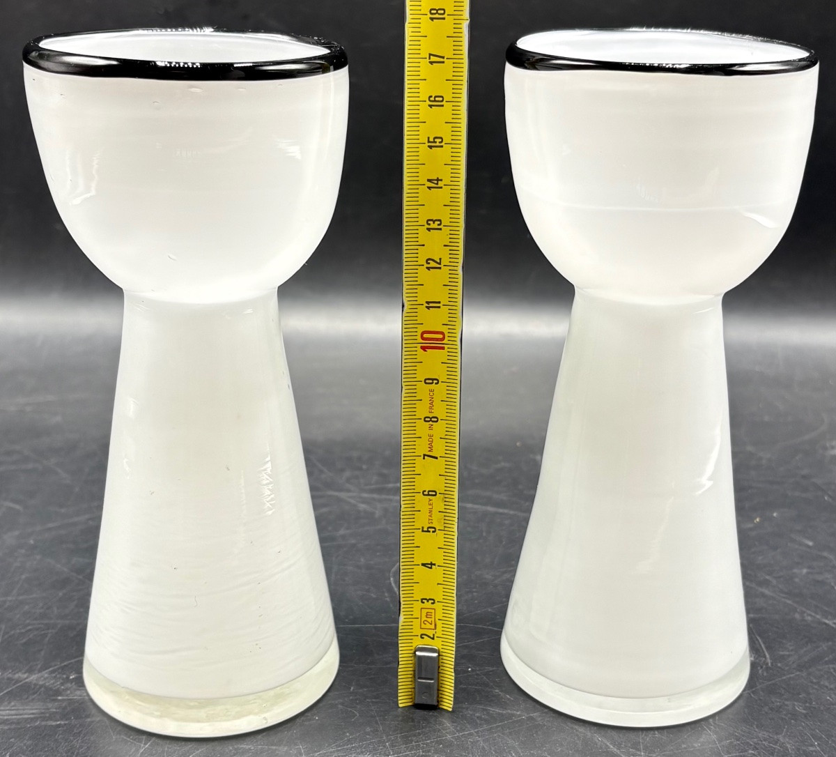 PAIRE DE VASES À JACINTHES VERRERIE À COUCHES MULTIPLES SOUFFLÉES DES ANNÉES 1940/50 EUROPÉENNE-photo-4