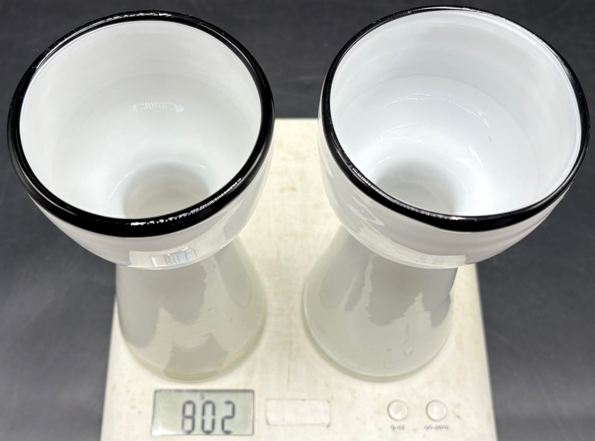 PAIRE DE VASES À JACINTHES VERRERIE À COUCHES MULTIPLES SOUFFLÉES DES ANNÉES 1940/50 EUROPÉENNE-photo-7