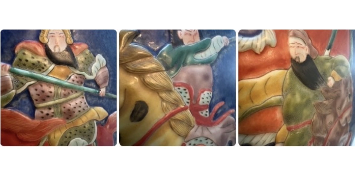 GROS CACHE POT EN PORCELAINE ÉMAILLÉE PEINT DES ANNÉES 1920/30 CANTON - CHINE-photo-4