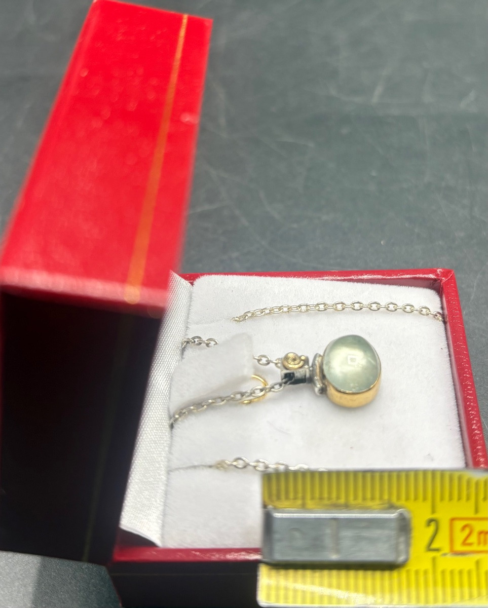 PENDENTIF ARGENT ET OR ET TOURMALINE DES ANNÉES 1930 EUROPÉEN -photo-5