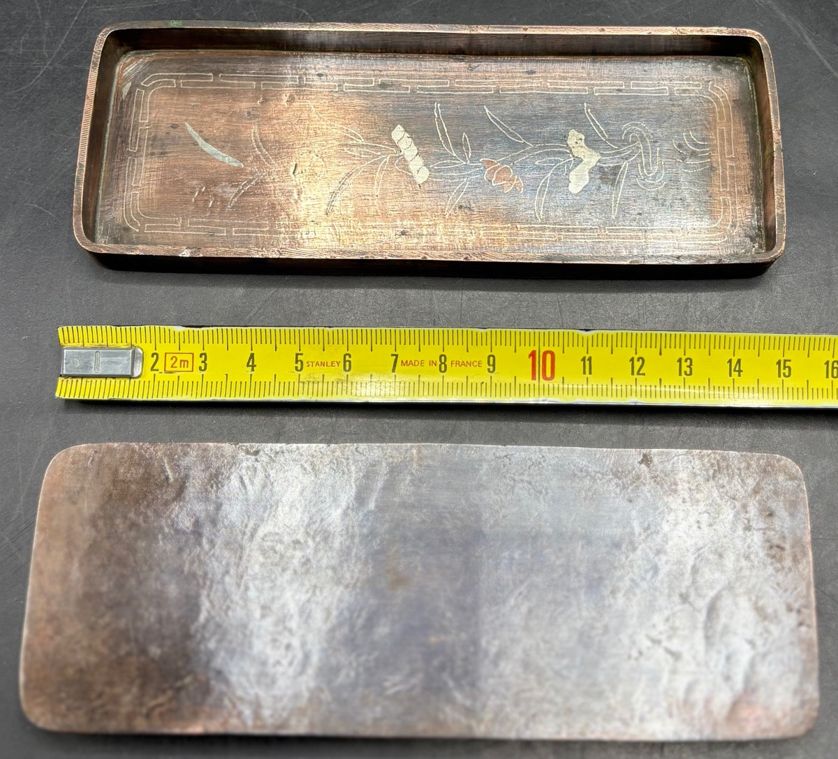 Pair Of Mini Trays In Patinated Bronze And Copperware Circa 1870 Chinese-photo-3