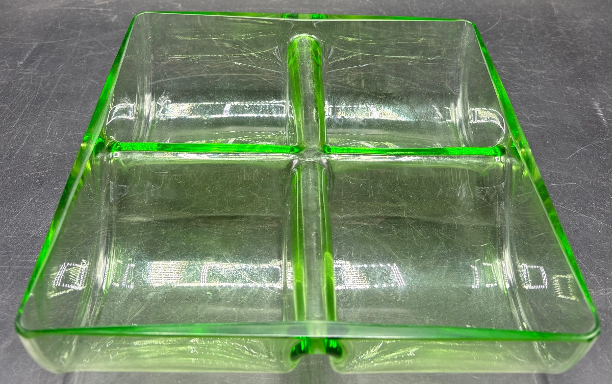4-compartment Scandinavian 1950s Cut-blown Glass Ravier-photo-2