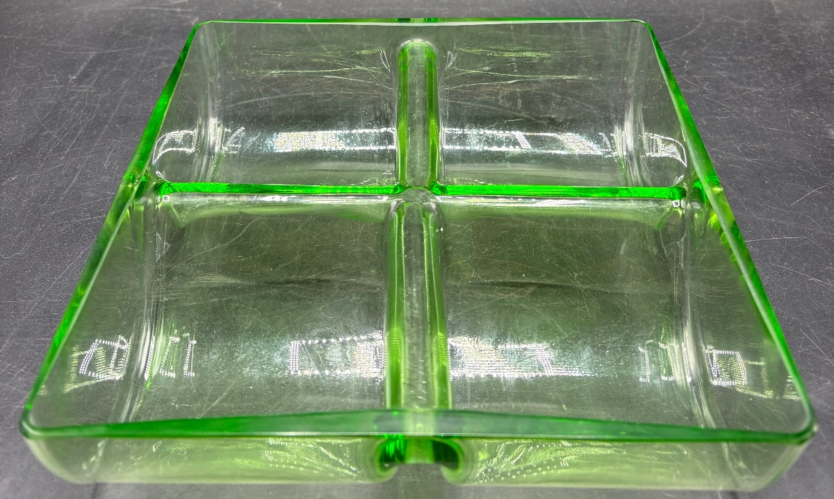 4-compartment Scandinavian 1950s Cut-blown Glass Ravier-photo-4