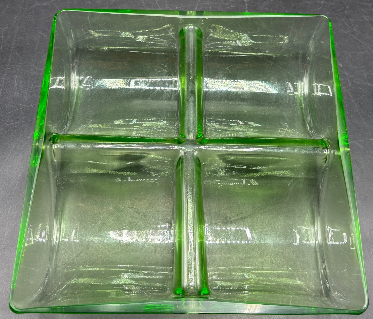 4-compartment Scandinavian 1950s Cut-blown Glass Ravier-photo-1