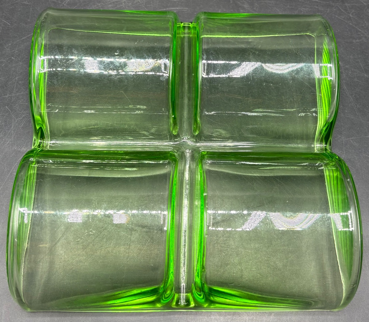 4-compartment Scandinavian 1950s Cut-blown Glass Ravier-photo-2