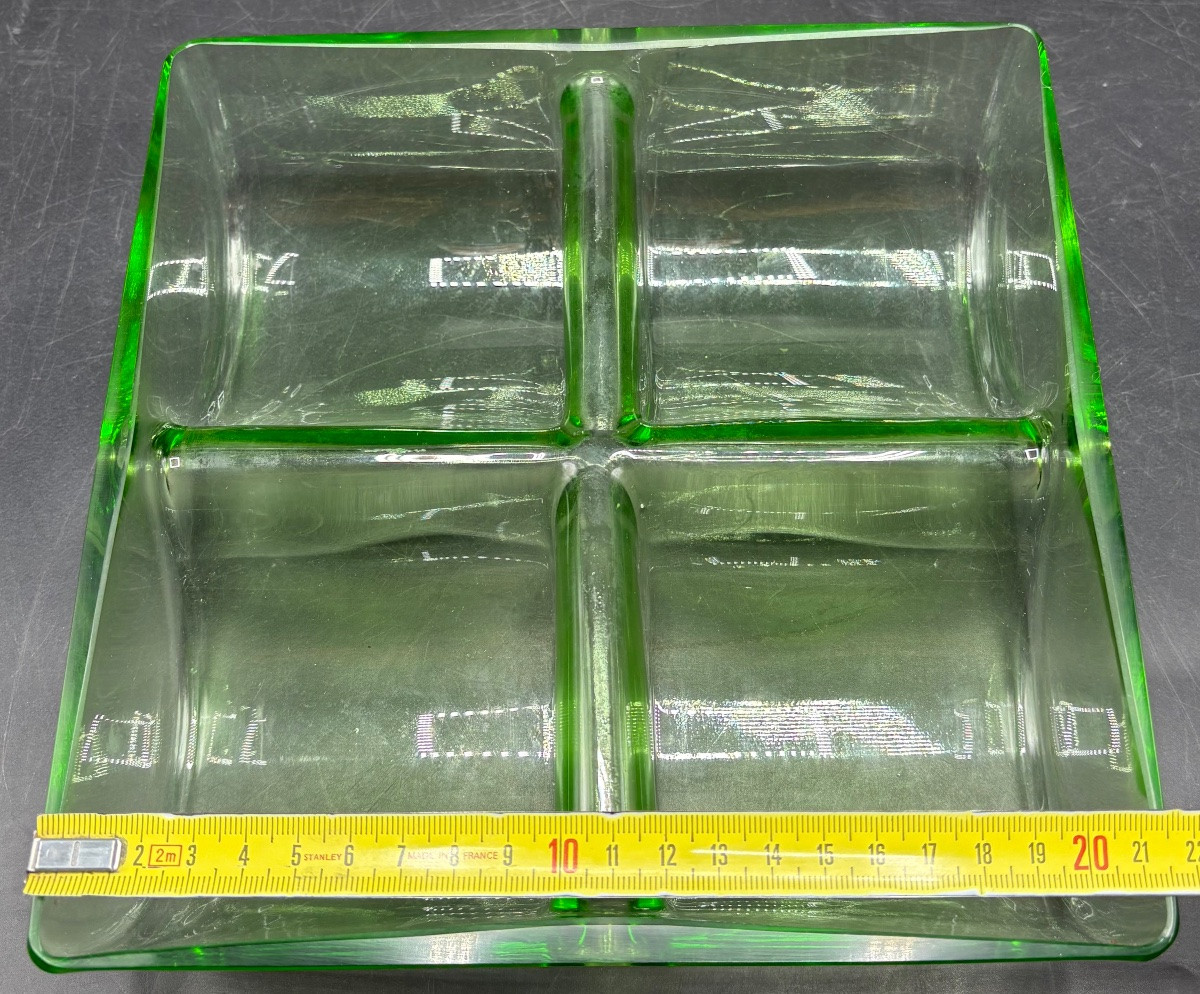 4-compartment Scandinavian 1950s Cut-blown Glass Ravier-photo-5