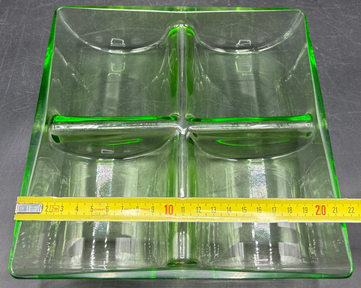 4-compartment Scandinavian 1950s Cut-blown Glass Ravier-photo-6