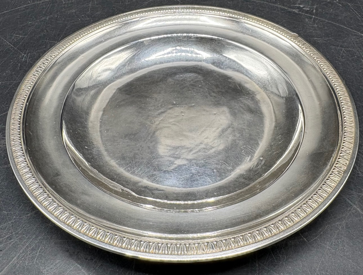 PETIT PLAT D’OFFRANDES EN ARGENT MASSIF AU VIEILLARD 1819-1838-photo-3