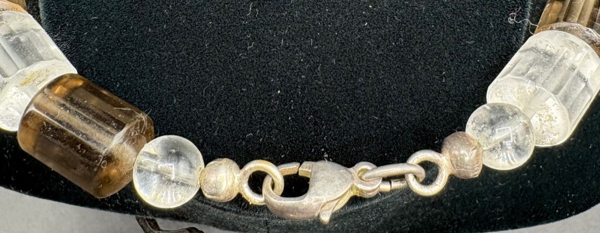 COLLIER EN CRISTAL DE ROCHE ET QUARTZ FUMÉ DES ANNÉES 1930/40 FRANÇAIS -photo-3