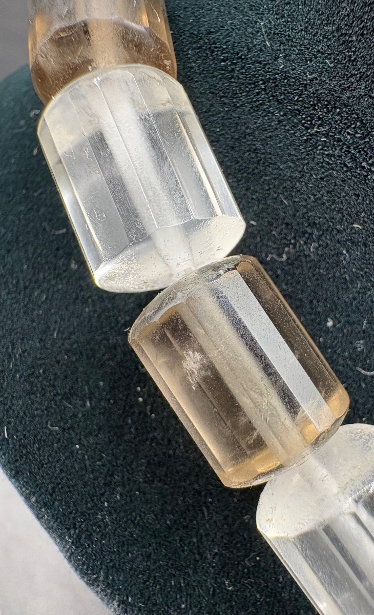 COLLIER EN CRISTAL DE ROCHE ET QUARTZ FUMÉ DES ANNÉES 1930/40 FRANÇAIS -photo-2