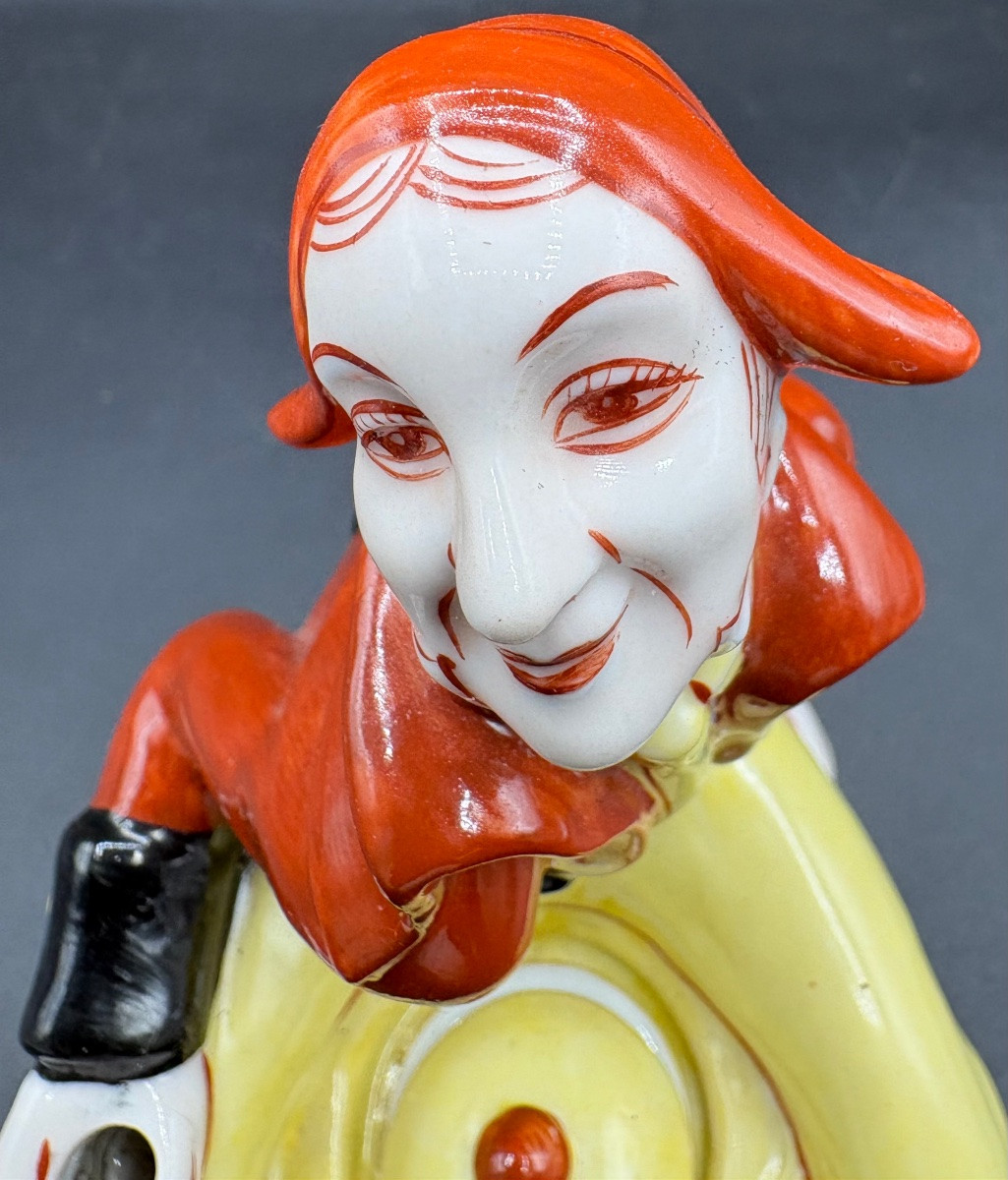Subject Inkwell Porcelain Enamel Painted 1930s German-photo-1