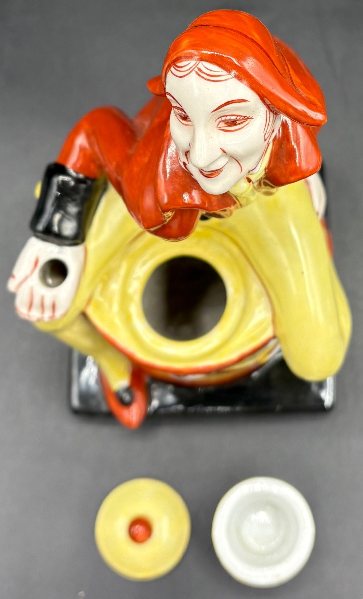 Subject Inkwell Porcelain Enamel Painted 1930s German-photo-3