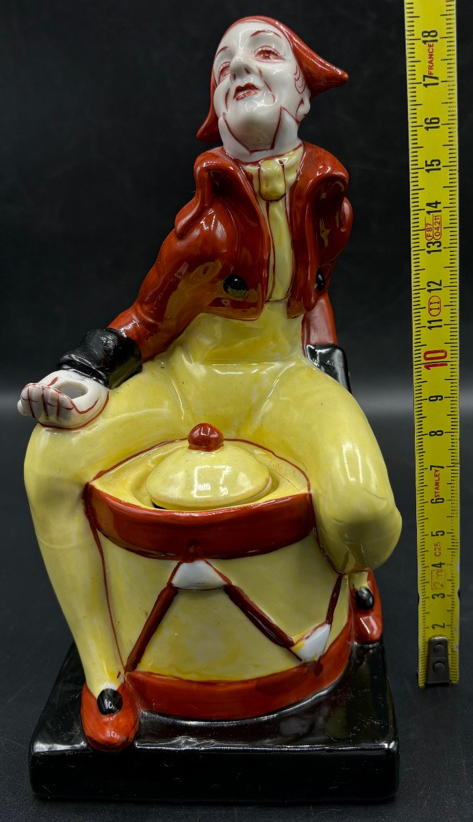 Subject Inkwell Porcelain Enamel Painted 1930s German-photo-5