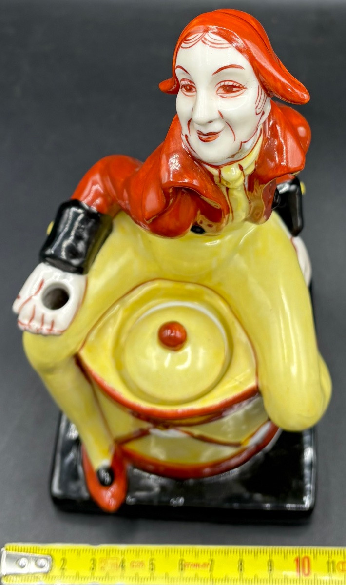 Subject Inkwell Porcelain Enamel Painted 1930s German-photo-6