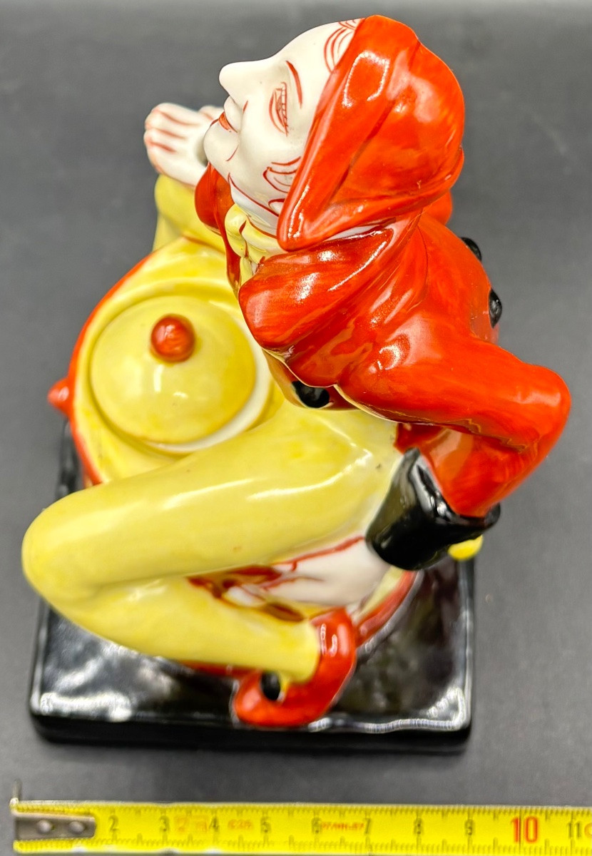 Subject Inkwell Porcelain Enamel Painted 1930s German-photo-7