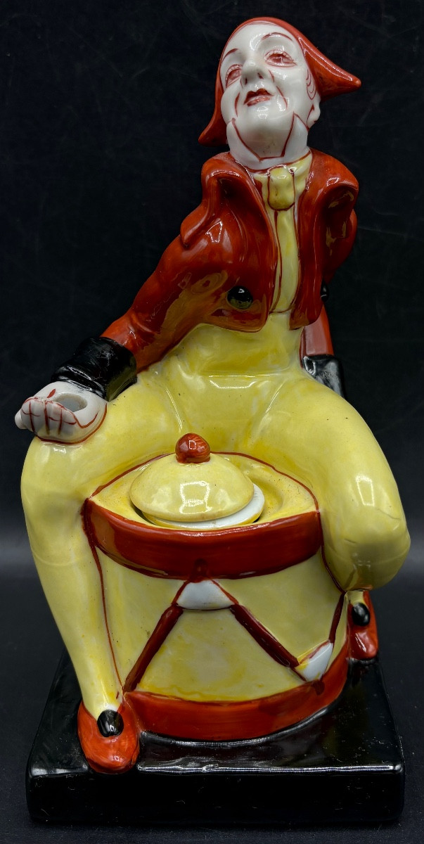 Subject Inkwell Porcelain Enamel Painted 1930s German