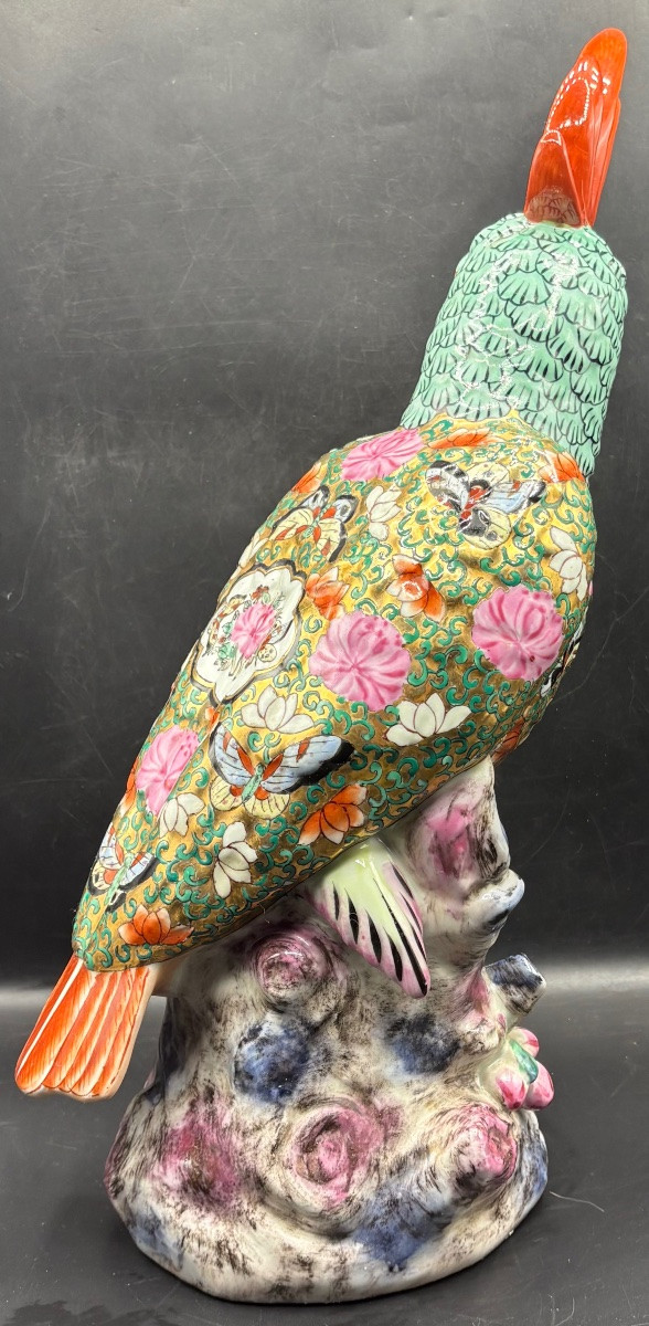 A Large Cockatoo Parrot In Painted And Gilded Enameled Porcelain Between 1930/40 Canton-china-photo-3