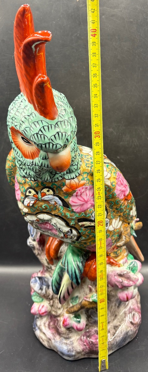A Large Cockatoo Parrot In Painted And Gilded Enameled Porcelain Between 1930/40 Canton-china-photo-5