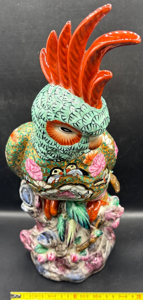 A Large Cockatoo Parrot In Painted And Gilded Enameled Porcelain Between 1930/40 Canton-china-photo-6