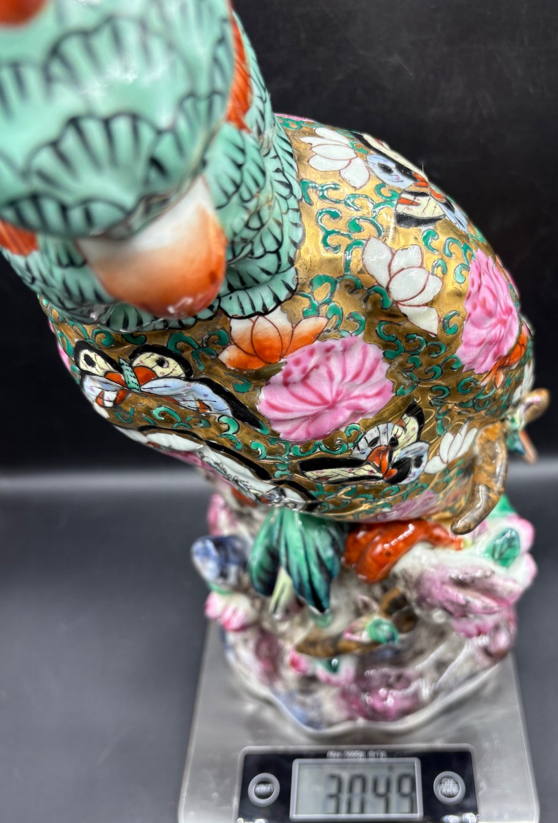 A Large Cockatoo Parrot In Painted And Gilded Enameled Porcelain Between 1930/40 Canton-china-photo-8