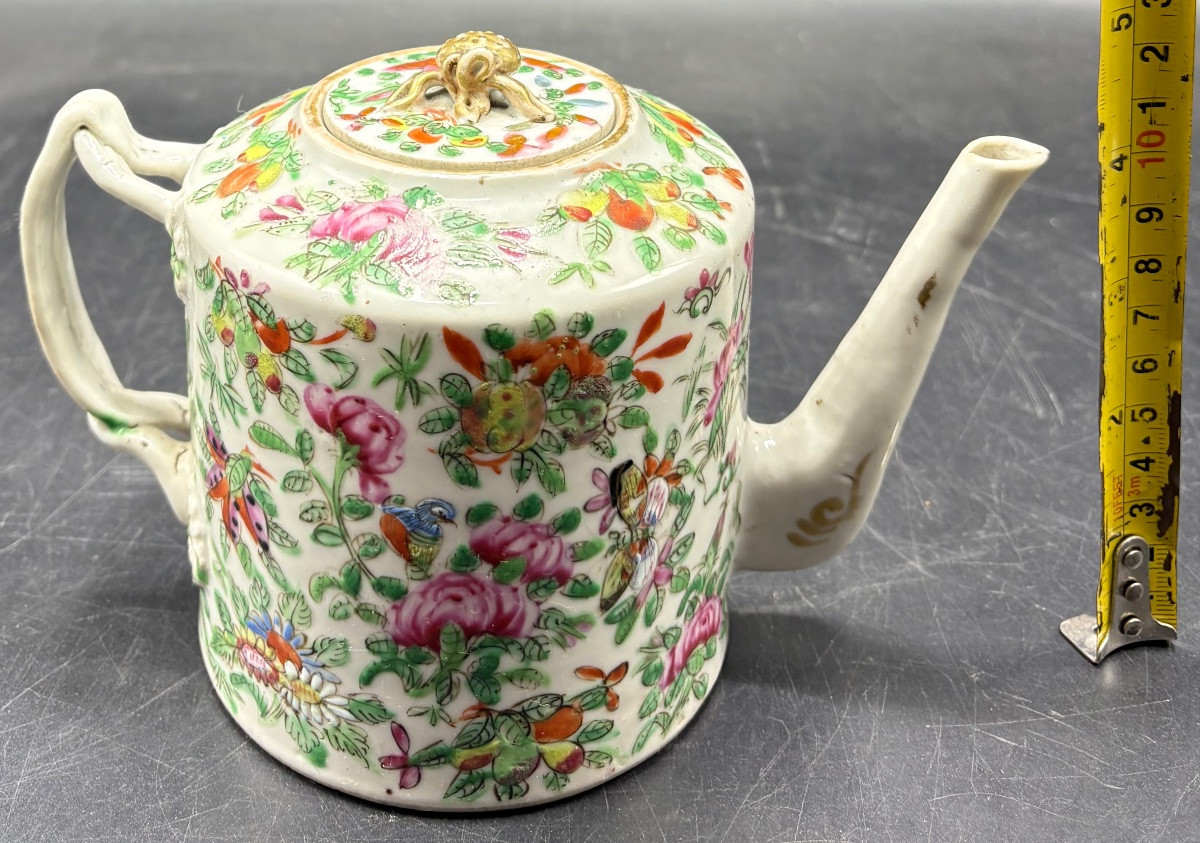 THÉIÈRE EN PORCELAINE ÉMAILLÉE PEINTE FIN XIXÈME CANTON CHINE-photo-6