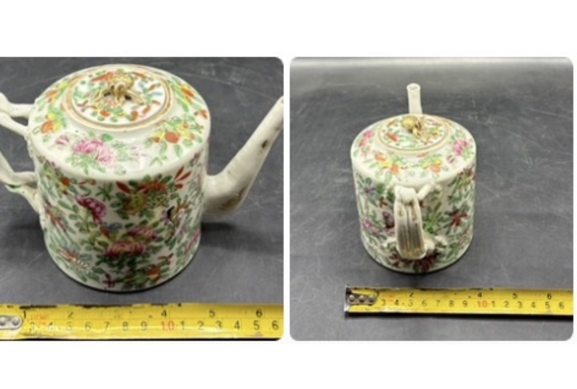 THÉIÈRE EN PORCELAINE ÉMAILLÉE PEINTE FIN XIXÈME CANTON CHINE-photo-7