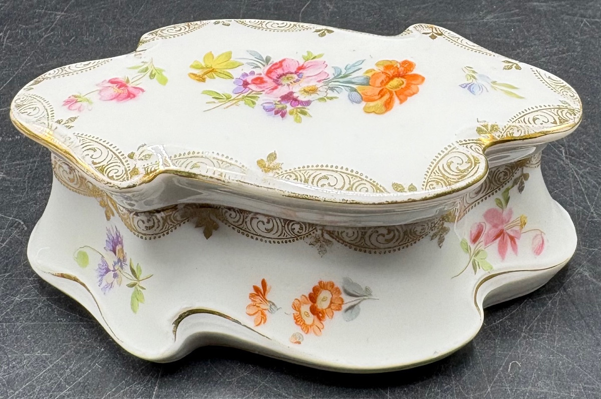 Painted And Gilded Enameled Porcelain Bonbonnière From The German 1900s