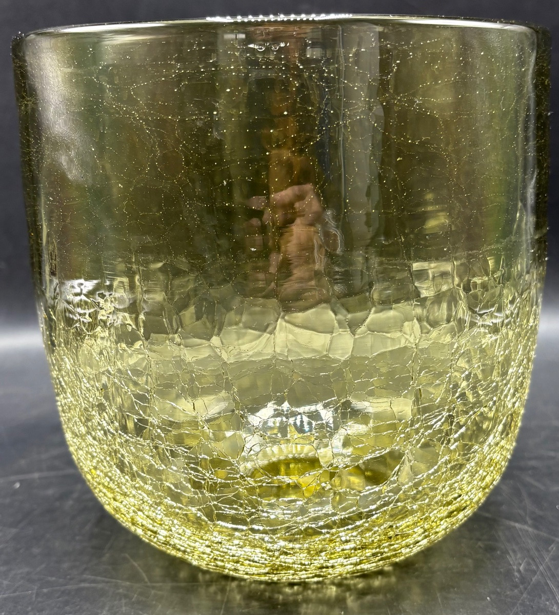 VASE EN VERRE CRAQUELÉ DES ANNÉES 1970 SCANDINAVE -photo-2