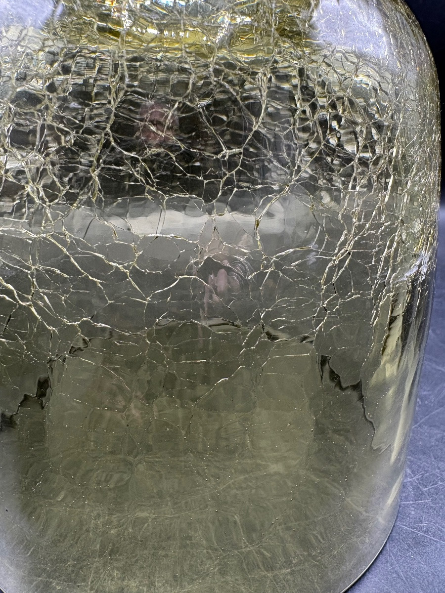 VASE EN VERRE CRAQUELÉ DES ANNÉES 1970 SCANDINAVE -photo-1