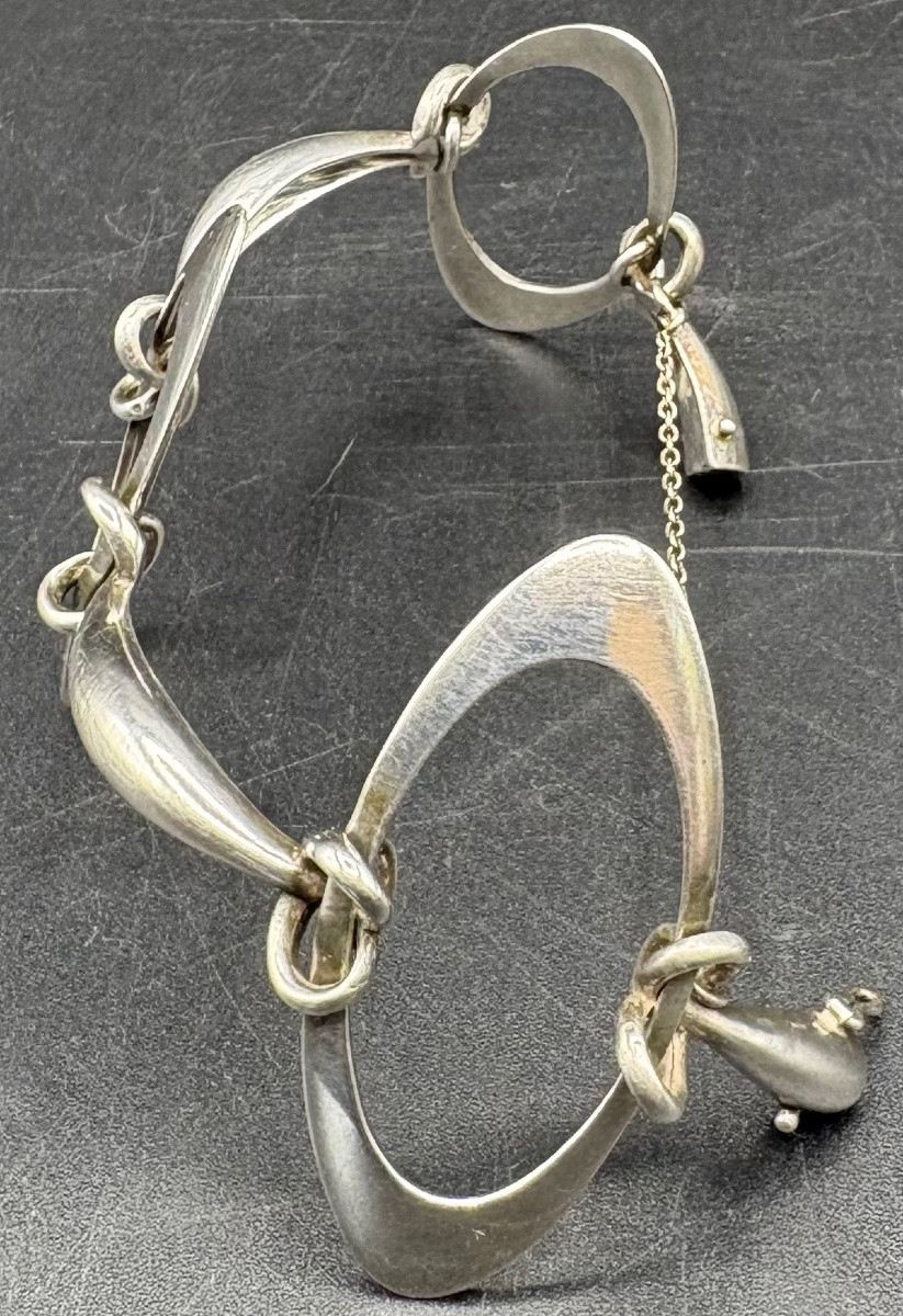 BRACELET EN ARGENT MASSIF DES ANNÉES 1960 FRANÇAIS -photo-2