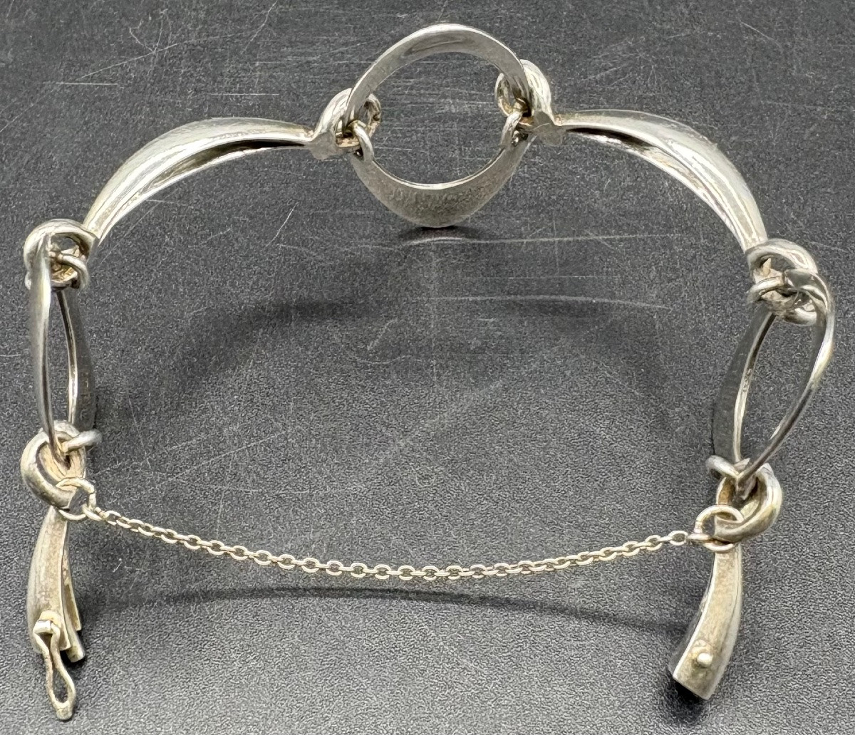 BRACELET EN ARGENT MASSIF DES ANNÉES 1960 FRANÇAIS -photo-3