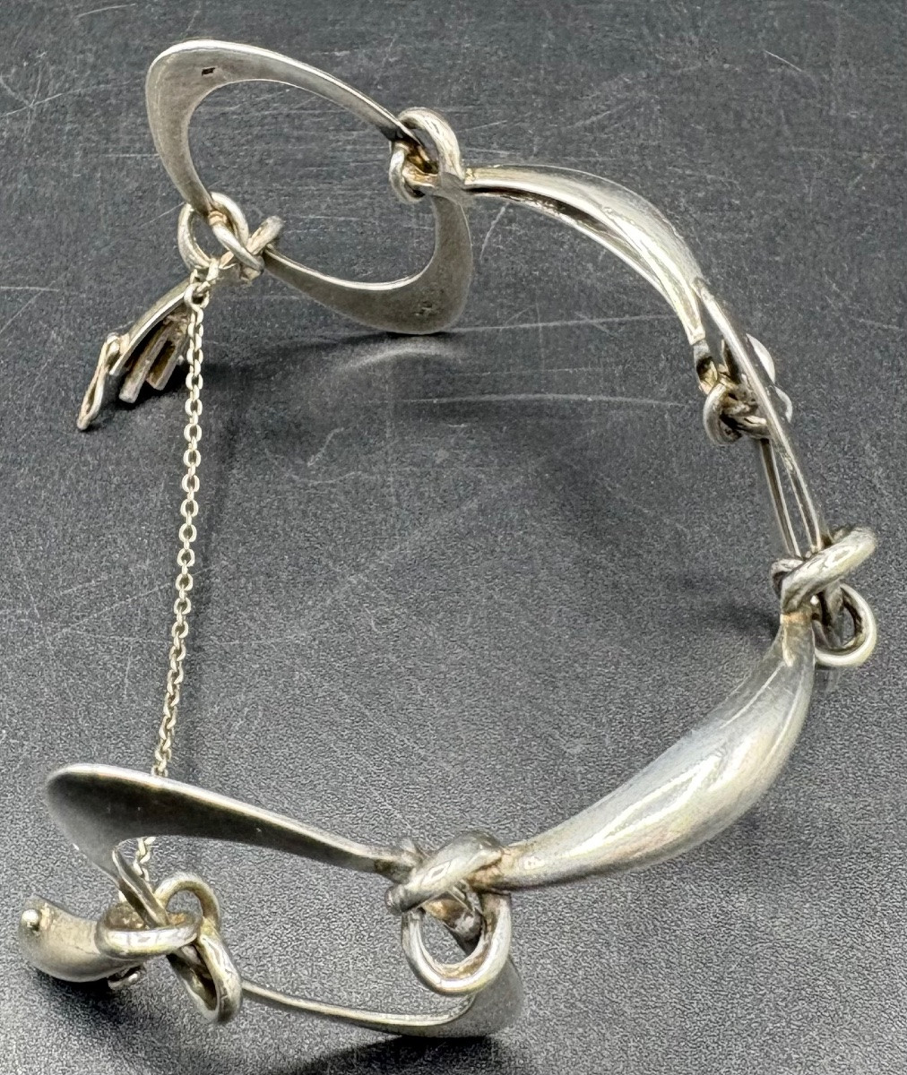 BRACELET EN ARGENT MASSIF DES ANNÉES 1960 FRANÇAIS -photo-4