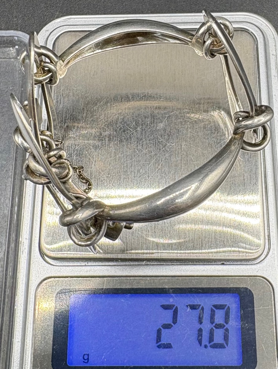 BRACELET EN ARGENT MASSIF DES ANNÉES 1960 FRANÇAIS -photo-8