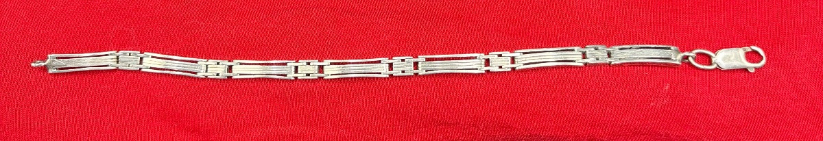 BRACELET GOURMETTE EN ARGENT MASSIF DES ANNÉES 1980 EUROPÉEN -photo-2