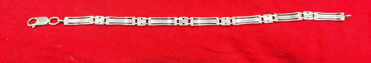 BRACELET GOURMETTE EN ARGENT MASSIF DES ANNÉES 1980 EUROPÉEN -photo-3