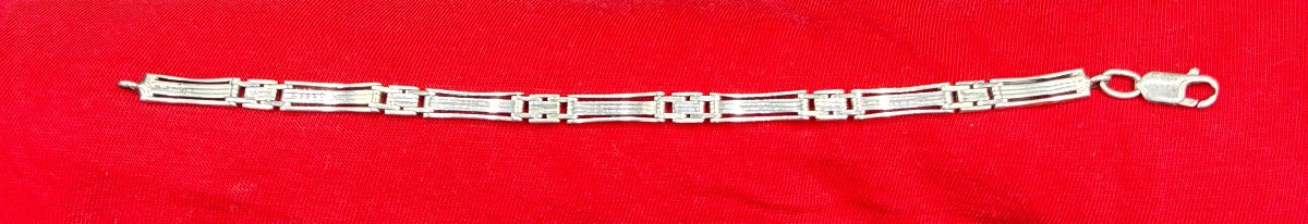 BRACELET GOURMETTE EN ARGENT MASSIF DES ANNÉES 1980 EUROPÉEN -photo-4