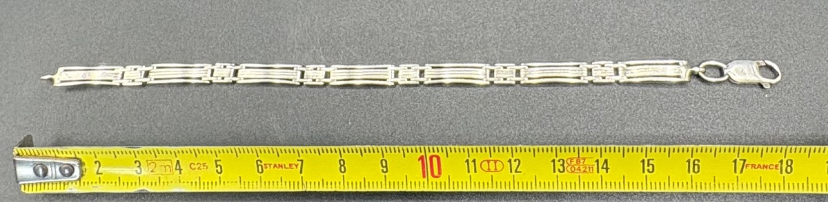 BRACELET GOURMETTE EN ARGENT MASSIF DES ANNÉES 1980 EUROPÉEN -photo-3