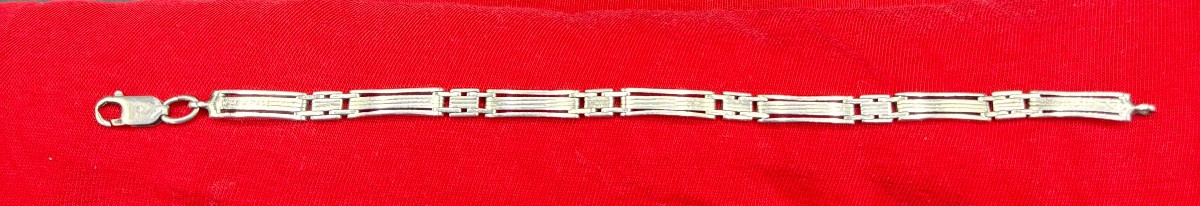 BRACELET GOURMETTE EN ARGENT MASSIF DES ANNÉES 1980 EUROPÉEN 