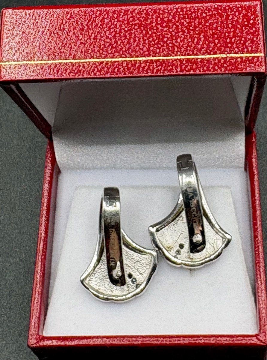 BOUCLES D’OREILLE EN ARGENT MASSIF ET OXYDES DE ZIRCONIUM DES ANNÉES 1980 PAR NINA RICCI-photo-4