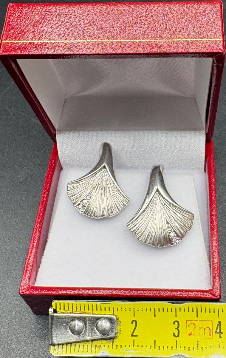 BOUCLES D’OREILLE EN ARGENT MASSIF ET OXYDES DE ZIRCONIUM DES ANNÉES 1980 PAR NINA RICCI-photo-4