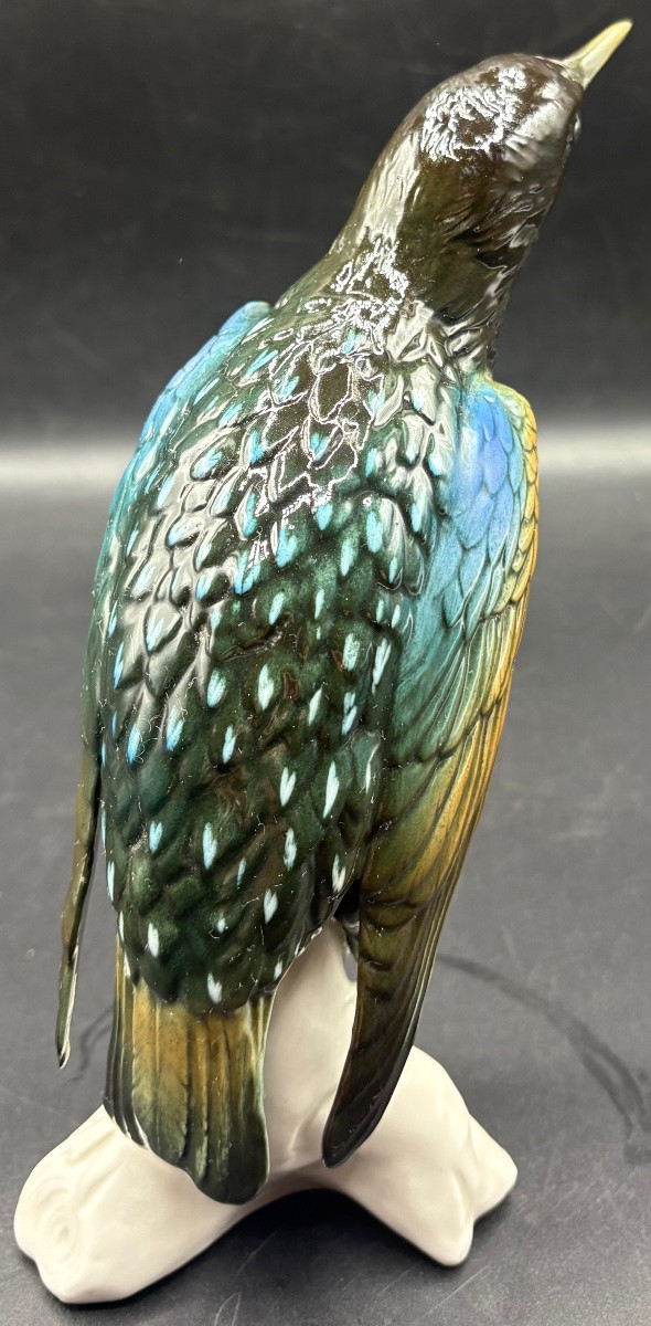 SUJET OISEAU EN PORCELAINE ÉMAILLÉE DES ANNÉES 1920 PAR KARL ENS-photo-3