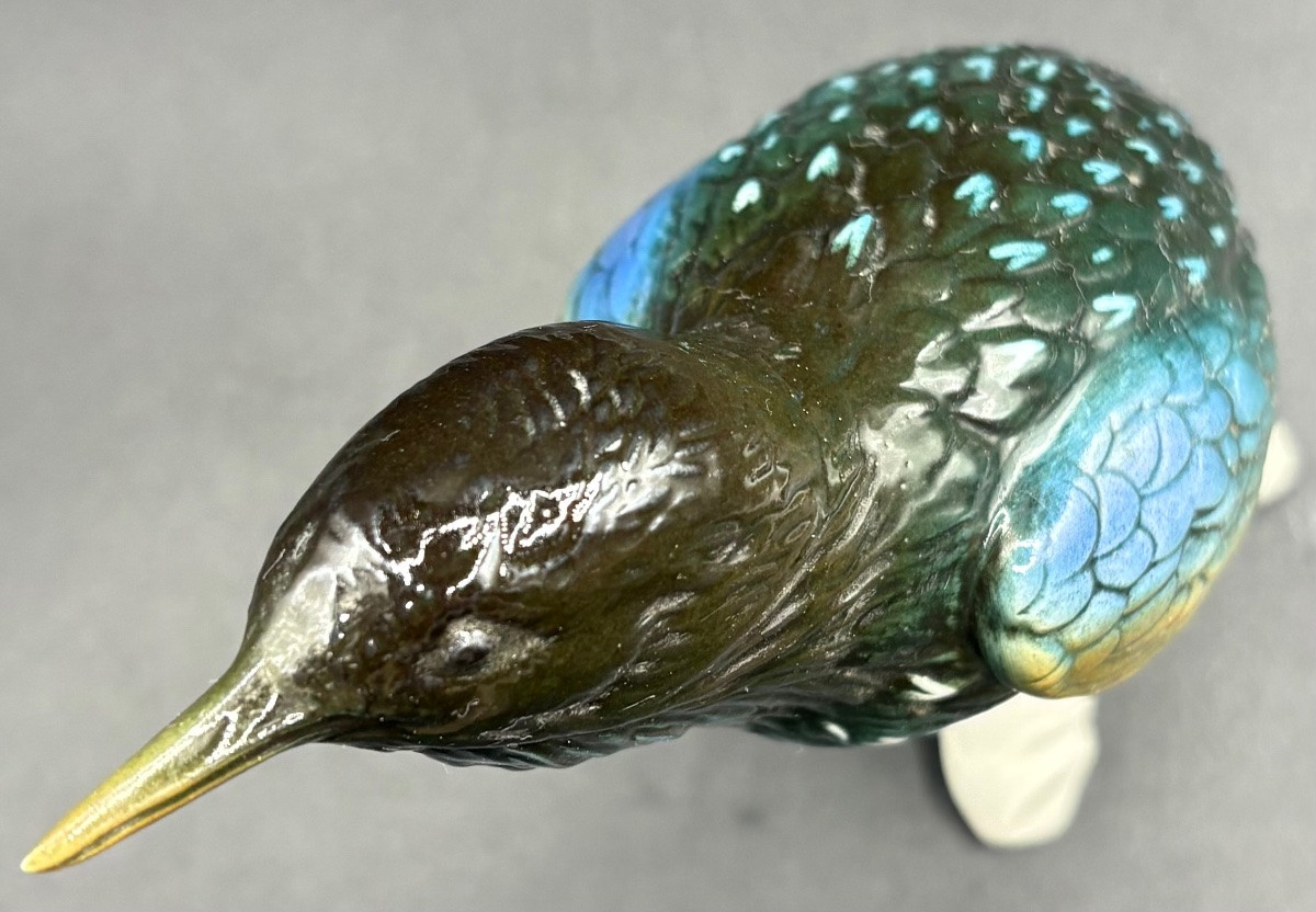 SUJET OISEAU EN PORCELAINE ÉMAILLÉE DES ANNÉES 1920 PAR KARL ENS-photo-3