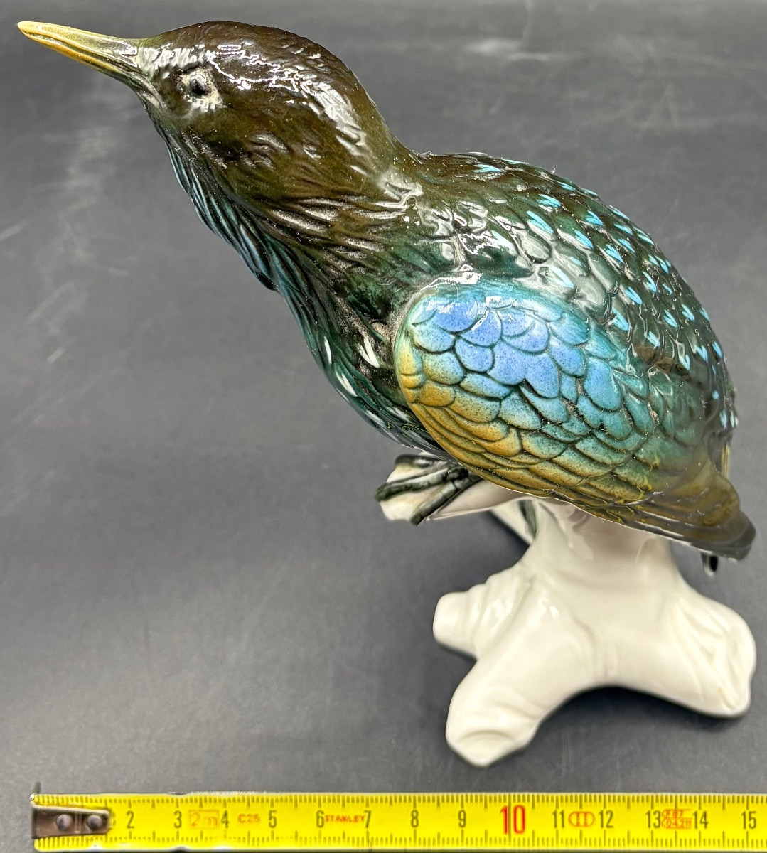 SUJET OISEAU EN PORCELAINE ÉMAILLÉE DES ANNÉES 1920 PAR KARL ENS-photo-6