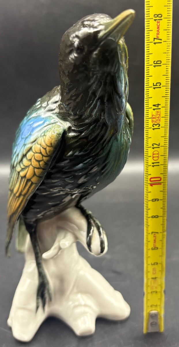 SUJET OISEAU EN PORCELAINE ÉMAILLÉE DES ANNÉES 1920 PAR KARL ENS-photo-7