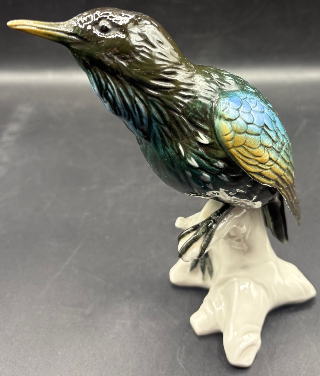 SUJET OISEAU EN PORCELAINE ÉMAILLÉE DES ANNÉES 1920 PAR KARL ENS