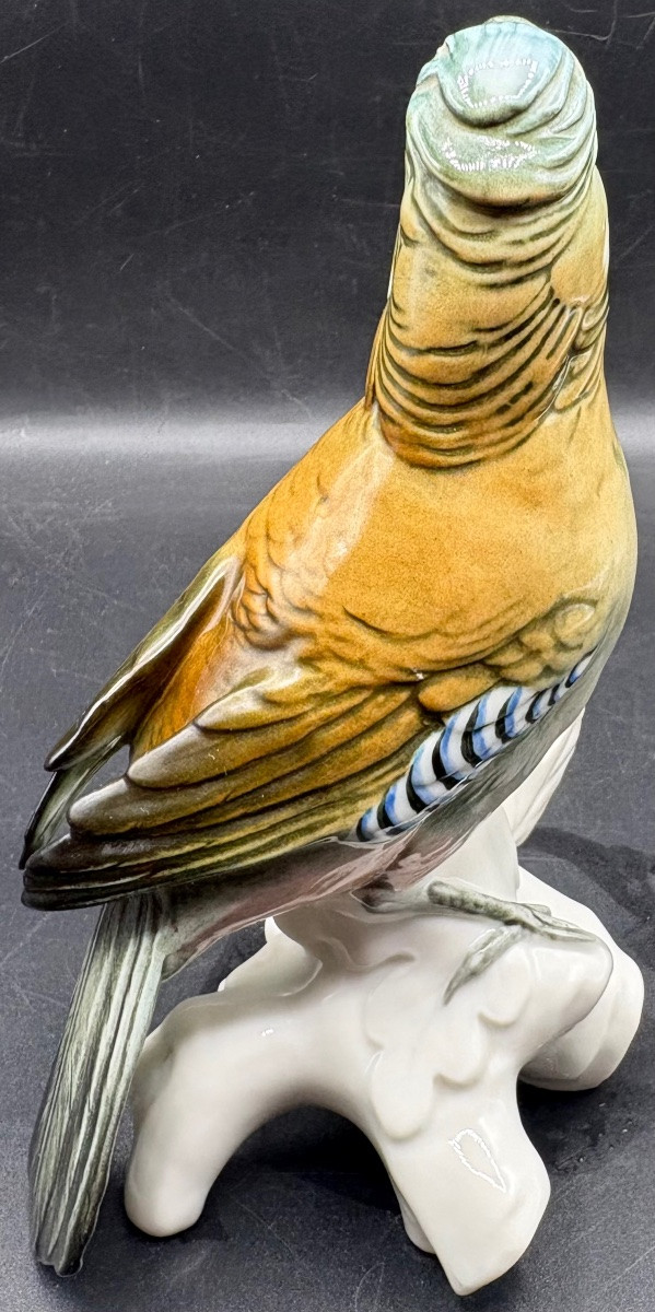 SUJET OISEAU EN PORCELAINE ÉMAILLÉE DES ANNÉES 1920 PAR KARL ENS-photo-3
