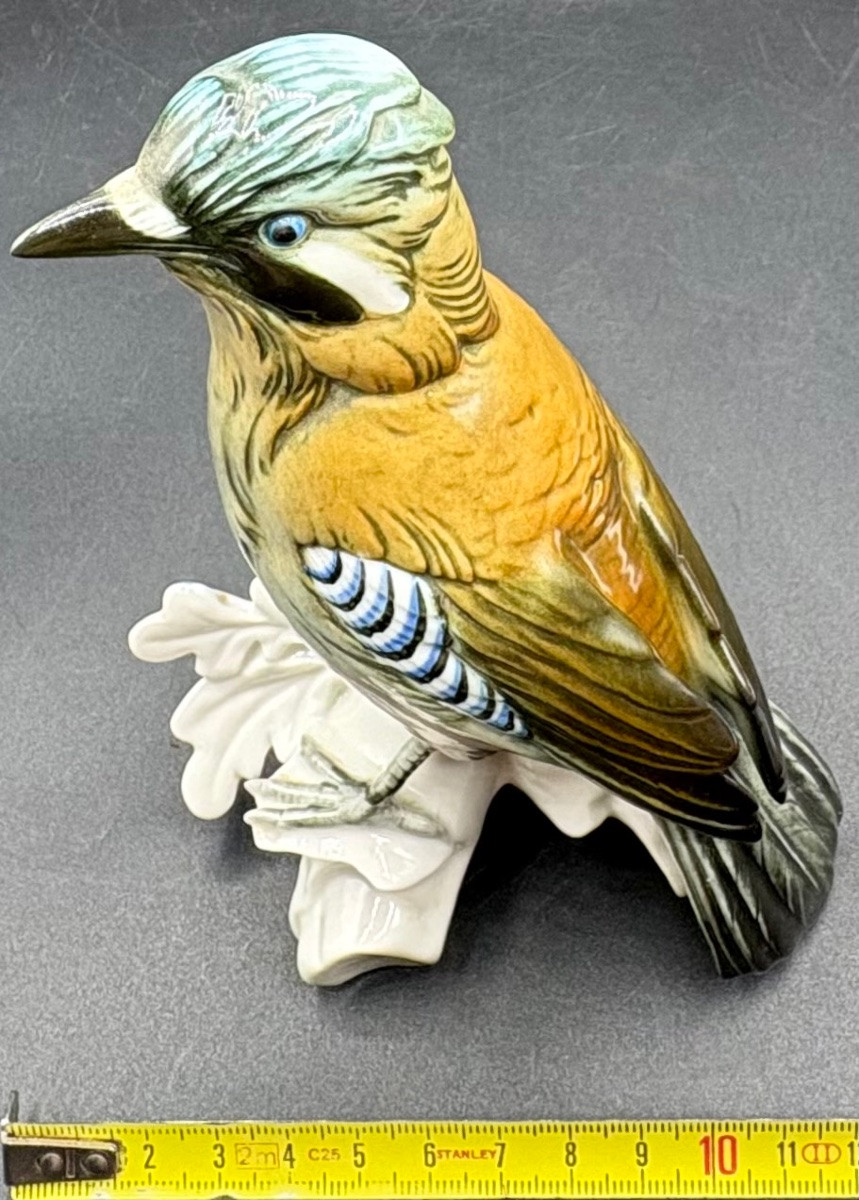 SUJET OISEAU EN PORCELAINE ÉMAILLÉE DES ANNÉES 1920 PAR KARL ENS-photo-6