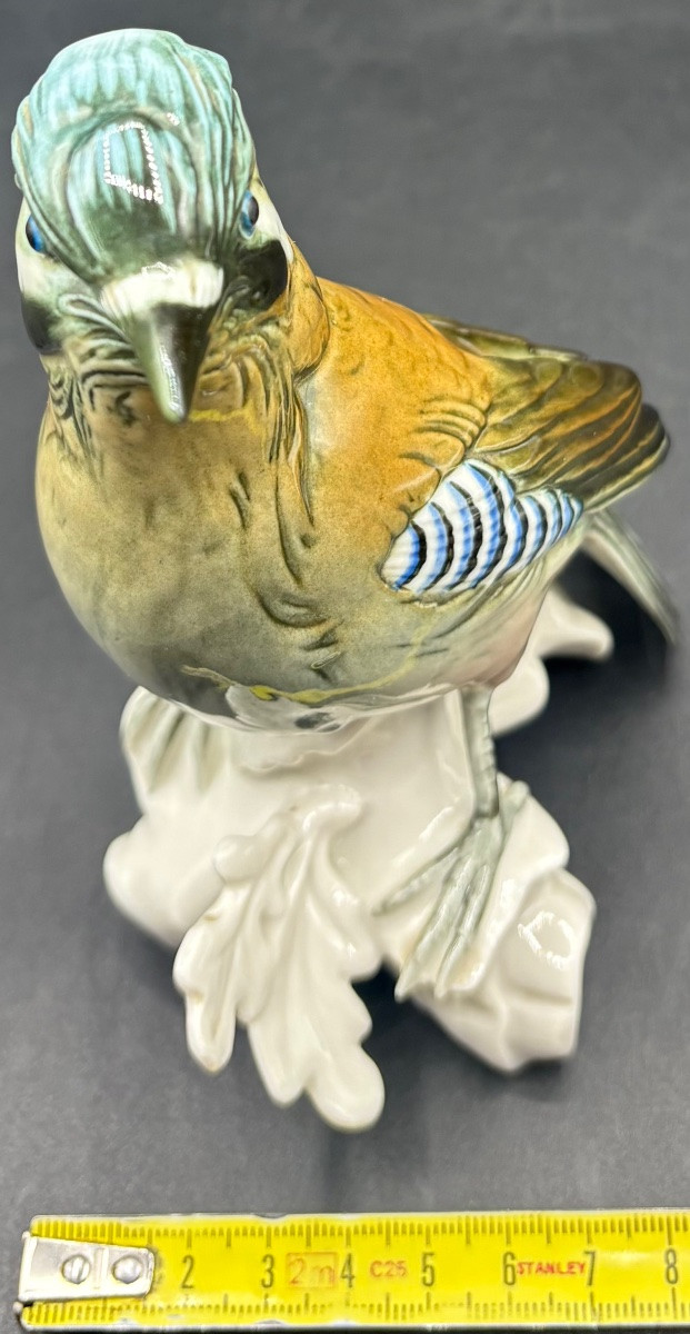 SUJET OISEAU EN PORCELAINE ÉMAILLÉE DES ANNÉES 1920 PAR KARL ENS-photo-7