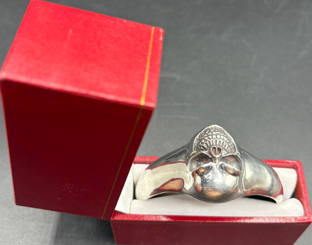 BRACELET JONC 3/4 OUVRANT EN ARGENT MASSIF DES ANNÉES 1980 SIGNÉ “M “-photo-3