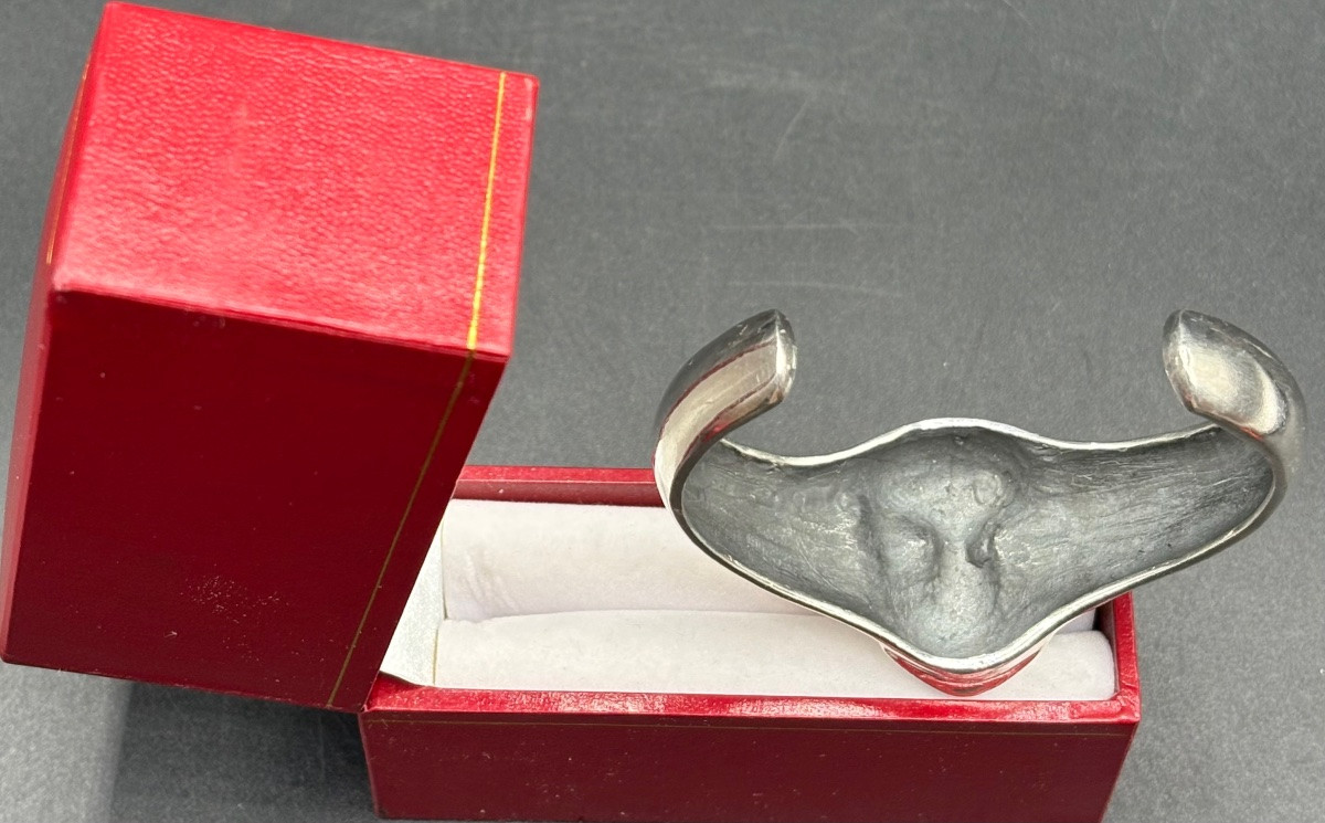 BRACELET JONC 3/4 OUVRANT EN ARGENT MASSIF DES ANNÉES 1980 SIGNÉ “M “-photo-4